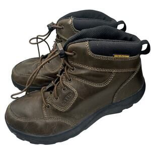 Keen Boots Youth 4M Brown Lace Up Waterproof Leather Hiking Shoes